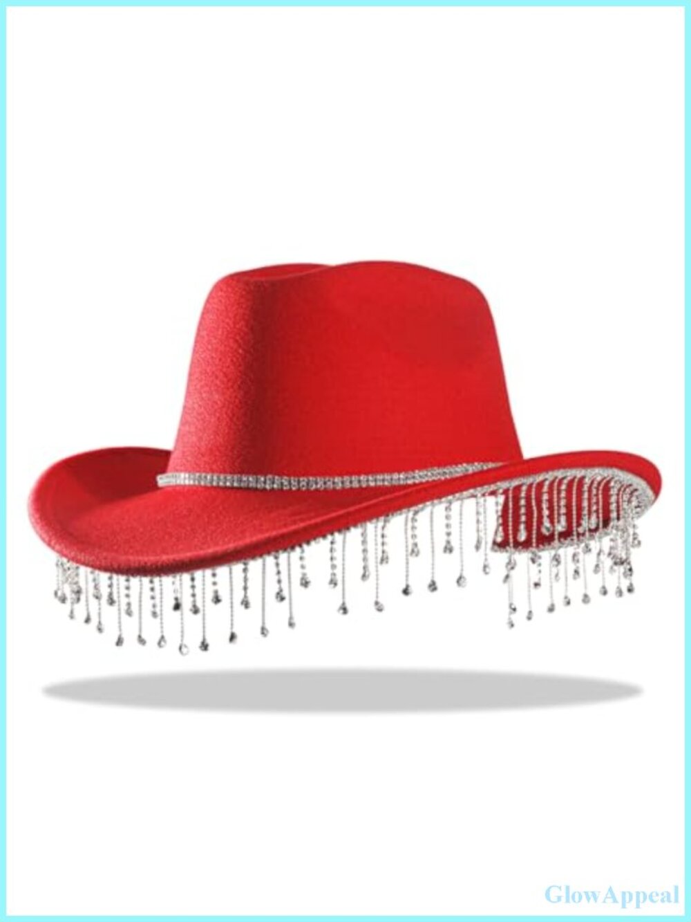 Sparkly Rhinestone Glitter Cowgirl Hat with Short Tassels, Cotton Blend Western